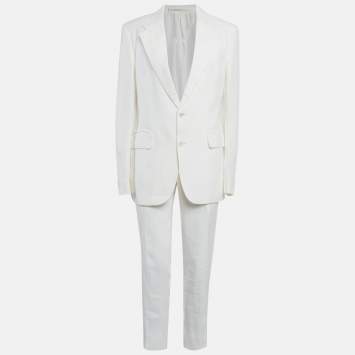 Pre Owned Valentino White Linen Tailored Suit L