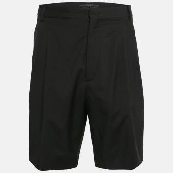 Pre Owned Valentino Black Wool Pleated Shorts XXL