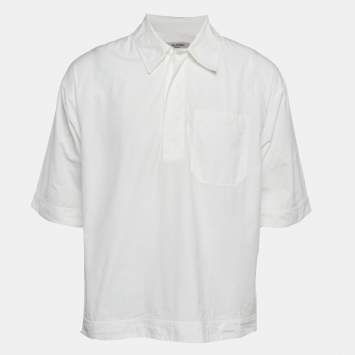 Pre Owned Valentino White Cotton Half Placket Shirt M