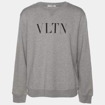Valentino Grey Cotton Blend VLTN  Long Sleeve Sweater L