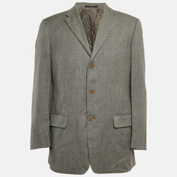 Pre Owned Valentino Grey Wool Single Breasted Blazer L
