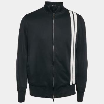 Pre Owned Valentino Navy Blue Cotton Blend Contrast Archive Stripe Track Jacket L