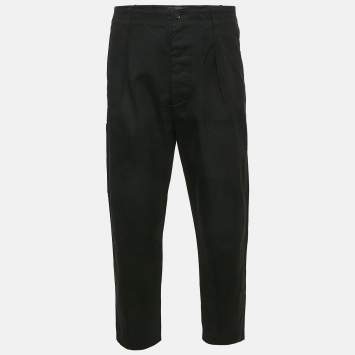 Pre Owned Valentino Black Gabardine Tapered Cargo Pants XXL