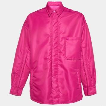Valentino Pink Nylon Rockstud Detail Padded Oversized Jacket L