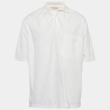Pre Owned Valentino White Cotton Oversized Short Sleeve Shirt XS