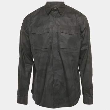 Valentino Black Camouflage Cotton Long Sleeve Shirt L