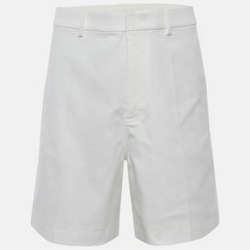Valentino White Stretch Cotton Canvas V Detail Bermuda Shorts M