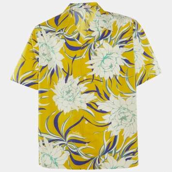 Pre Owned Valentino Yellow Printed Cotton Short Sleeve Shirt M