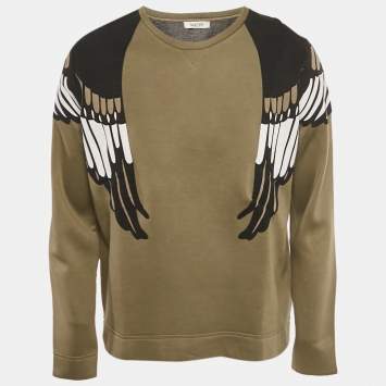 مملوكة مسبقًا Valentino Green Eagle Applique Technical Jersey Sweatshirt L