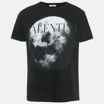 مملوكة مسبقًا Valentino Black Moon Dust Print Jersey Cotton T-Shirt L