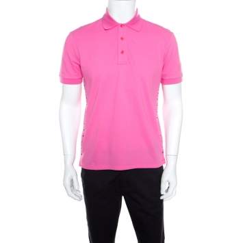 Pre Owned Valentino Pink Classic Pique Rockstud Untitled Polo T-Shirt M