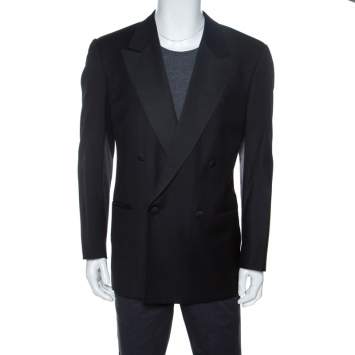 Valentino Uomo Black Wool Double Breasted Blazer XL
