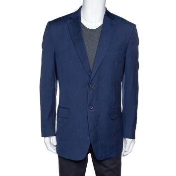 Pre Owned Valentino Navy Blue Wool Super 140's Tailored Blazer XXXL
