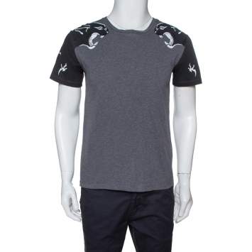 Pre Owned Valentino Grey Cotton Jersey Panther Souvenir T- Shirt S