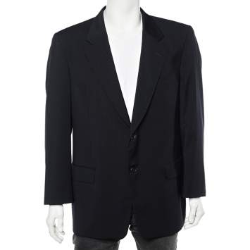Pre Owned Valentino Uomo Navy Blue Wool Button Front Blazer XL