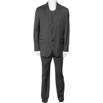 Pre Owned Valentino Grey Wool Single Breasted Suit XXXL