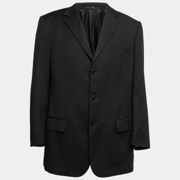 Pre Owned Valentino Vintage Black Wool Single-Breasted Blazer 2XL