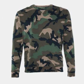 Pre Owned Valentino Green Camouflage Print Terry Cotton Sweatshirt M