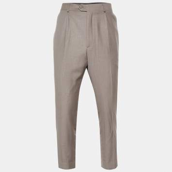 Pre Owned Valentino Beige Wool Tapered Leg Trousers XL