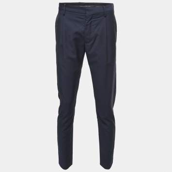 Pre Owned Valentino Navy Blue Wool & Mohair Trousers S