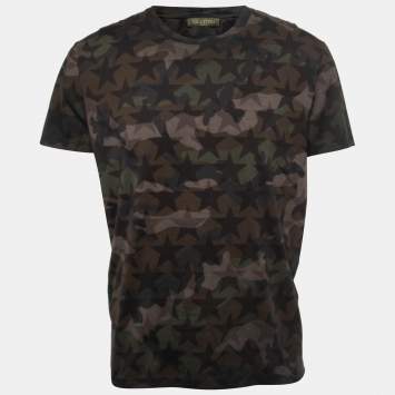 Pre Owned Valentino Camo Star Printed Cotton Knit T-Shirt S