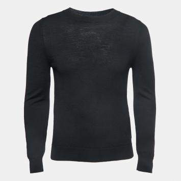 Pre Owned Valentino Black Wool Crew Neck Sweater M