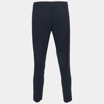 Pre Owned Valentino Navy Blue Wool Tailored Trousers M 