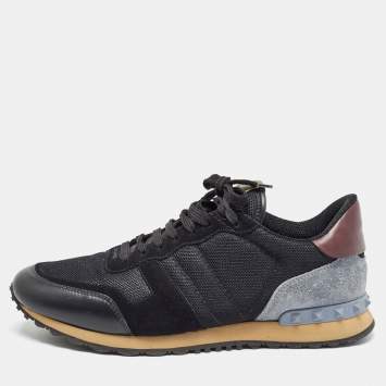 Pre Owned Valentino Multicolour Leather Suede and Mesh Rockrunner Low Top Sneakers Size 42.5