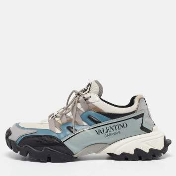 Pre Owned Valentino Tricolor Mesh and Leather Climbers Sneakers Size 43