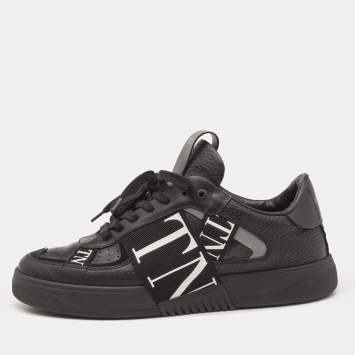 Pre Owned Valentino Black Leather and Canvas VL7N Sneakers Size 41