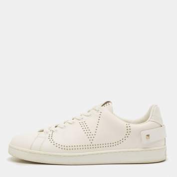 Pre Owned Valentino White Leather Backnet Sneakers Size 43