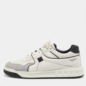 Pre Owned Valentino Tri Color Leather One Stud Low Top Sneakers Size 44