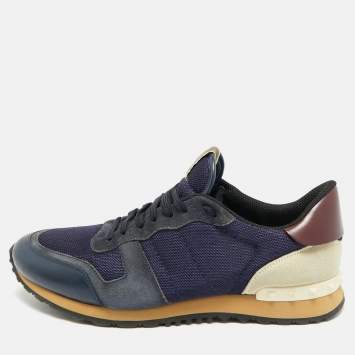 مملوكة مسبقًا Valentino Rockrunner Size 44 Multicolor Mesh and Suede Lace Up Sneakers