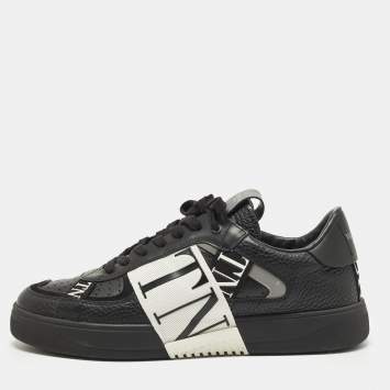 مملوكة مسبقًا Valentino VL7N Size 42.5 Black Leather Low Top Sneakers