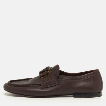 مملوكة مسبقًا Valentino VLogo Size 41 Brown Leather Signature Loafers