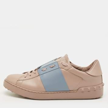 مملوكة مسبقًا Valentino Open Size 43 Beige/Blue Leather Lace Up Sneakers