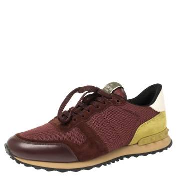 Pre Owned Valentino Multicolor Mesh And Suede Leather Rockrunner Low Top Sneakers Size 43.5