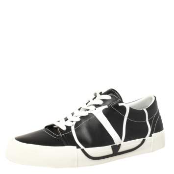 مملوكة مسبقًا Valentino Black Leather Tricks Low Top Sneakers Size 42
