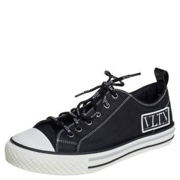Pre Owned Valentino Black/White Mesh And Rubber Low Top  Giggies Sneakers Size 41