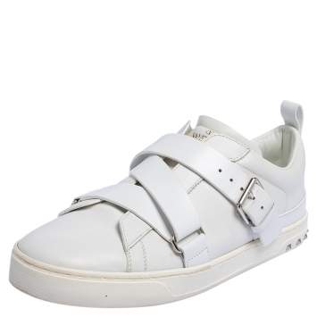Pre Owned Valentino White Leather Criss Cross Slip On Sneakers Size 42.5