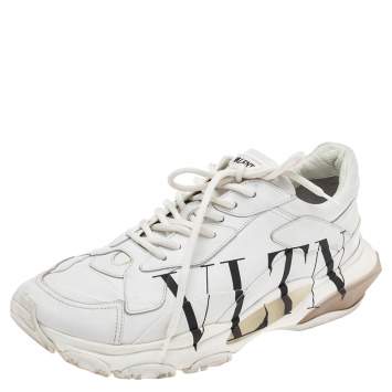 مملوكة مسبقًا Valentino White Leather VLTN Bounce Sneakers Size 43