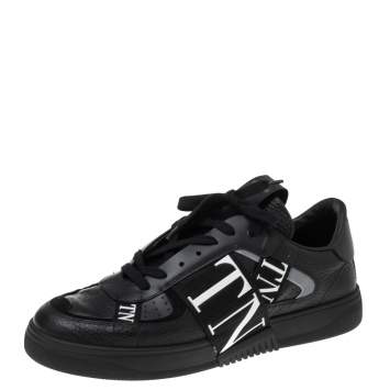 مملوكة مسبقًا Valentino Black Leather VL7N Low-Top Sneakers Size 44.5