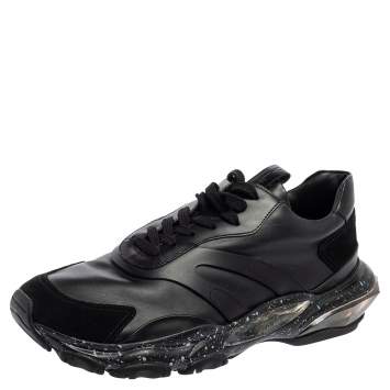 مملوكة مسبقًا Valentino Black Leather And Suede Bounce Sneakers Size 42