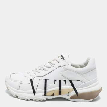 Pre Owned Valentino White Leather VLTN Bounce Low Top Sneakers Size 40