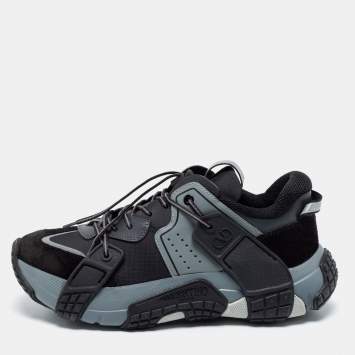 مملوكة مسبقًا Valentino Black/Grey Fabric and Suede VLTN Wod Low Top Sneakers Size 39