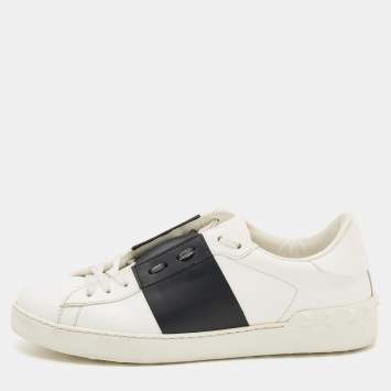 مملوكة مسبقًا Valentino White/Black Leather Low Top Sneakers Size 42