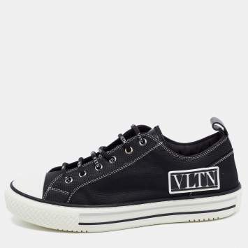 مملوكة مسبقًا Valentino Black Fabric and Rubber Giggies Low Top Sneakers Size 41