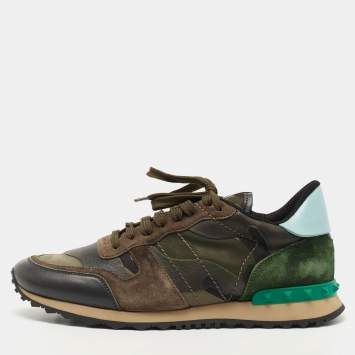 Pre Owned Valentino Multicolor Suede nd Leather Rockrunner Sneakers Size 42