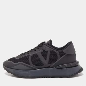 Pre Owned Valentino Black Lace And Mesh Lacerunner Sneakers Size 42.5