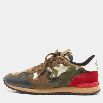 Pre Owned Valentino Multicolor Canvas and Leather Rockrunner Sneakers Size 40